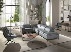 Coltar 5 locuri, Functia Relax, Sezlong Dreapta, Cowhide gri