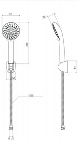 Baterie cada inox cu furtun, suport si para de dus, Genius Foglia
