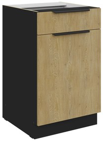 Dulap inferior de bucătărie Carminia 50 D 1F 1S BB PREMIUM BOX (stejar cremona + negru). 1127985