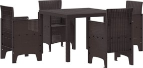 vidaXL Set de masă pentru grădină 5 pcs Maro Polipropilenă