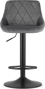 OFERTA Scaun de bar gri VELVET KAST cu picior negru calitatea II