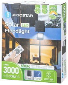 Proiector LED solar dimabil Aigostar LED/300W/3,4V IP65 + telecomandă