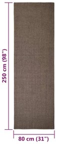 Covor din sisal natural, maro, 80x250 cm Maro, 80 x 250 cm