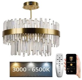 Lustră LED dimabilă pe tijă LED/80W/230V 3000-6500K auriu + telecomandă