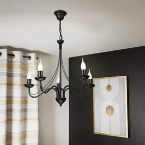 Candelabru pe lanț ANTON 5xE14/15W/230V negru