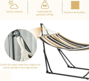 Outsunny Supporto con Amaca Autoportante Pieghevole in Cotone e Acciaio | Aosom Romania