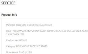 Spot LED aplicat SPECTRE 10W negru/alama