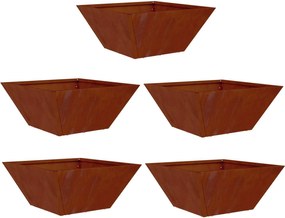 vidaXL Vază pentru Grădină 5 pcs Ruginit 35 x 35 x 15 cm