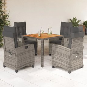 3212673 vidaXL Set mobilier de grădină cu perne, 5 piese, gri, poliratan