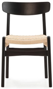 Scaune de dining negre 2 buc. din lemn de arbore de cauciuc Biel – MOME