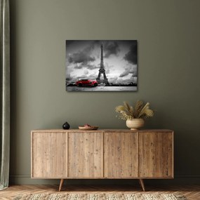 Tablou - Turnul Eiffel și mașina roșie (70x50 cm)