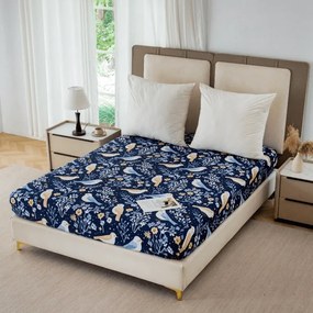 Cearsaf din microfibra DENIM BIRDS albastru 180x200 cm