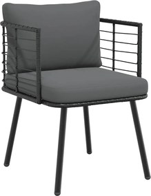 vidaXL Scaun de grădină cu perne, negru, poliratan