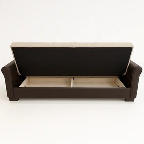 Canapea extensibila 3 loc cu spatiu de depozitare – stofa maro si maro deschis – Country