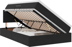vidaXL Pat cu saltea și LED cu saltea Negru 120 x 190 cm Catifea