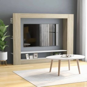 800743 vidaXL Comodă TV, alb și stejar Sonoma, 152 x 22 x 113 cm, PAL