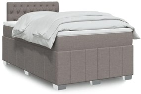 vidaXL Pat box spring cu saltea, gri taupe, 120x200 cm, textil