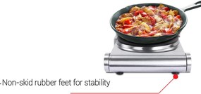 Plita electrica inox Zilan ZLN0535, 33x10x30, 1 arzator, 1500 W, termostat reglabil