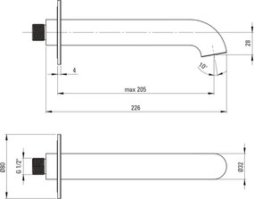 Pipa pentru baterie de cada, alb, Deante Silia