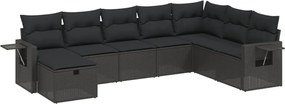 vidaXL Set mobilier de grădină cu perne, 8 piese, negru, poliratan
