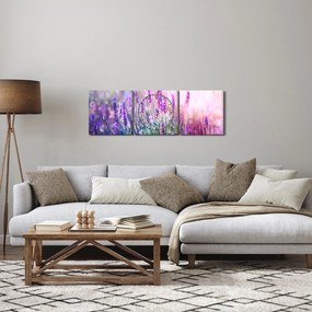 Tablou - Lavandă în strălucirea soarelui (cu ceas) (90x30 cm)