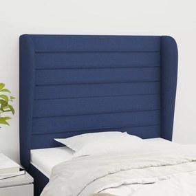 3118092 vidaXL Tăblie de pat cu aripioare, albastru, 103x23x118/128 cm, textil