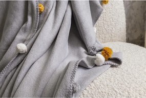 Cuvertură gri din polar, fleece 150x200 cm Pom Pom – Mijolnir