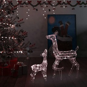 Decoratiune de Craciun familie reni, 160 LED, alb cald, acril 1, Alb cald