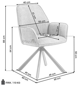 Mazzoni YUNI Crem (material Monza 90) - SCAUN MODERN PIVOTANT TAPIȚAT PENTRU SALON/SUFRAGERIE/BIROU LOFT