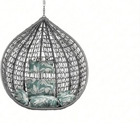 Scaun suspendat gri KOKON fara suport, perna verde-alb