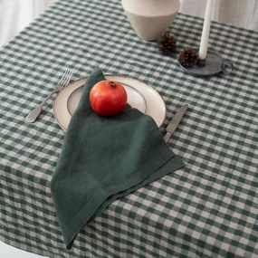 Față de masă din in 140x200 cm Forest Green Gingham – Linen Tales