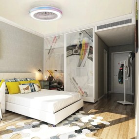 Lustra LED RGB cu Ventilator si telecomanda GAMER ALB