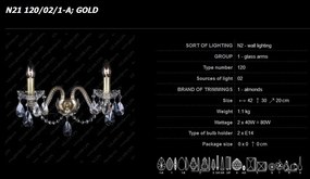 Aplica cristal Bohemia cu 2 brate, N21 120/02/1-A