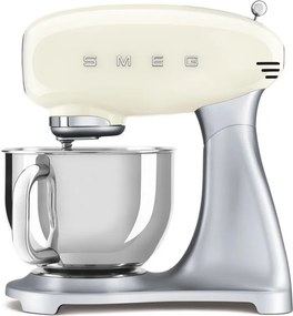 Mixer planetar Smeg SMF04CREU, 800 W, 4,8 l, 10 viteze, funcție de pornire treptată, picioare antiderapante, crem/inox