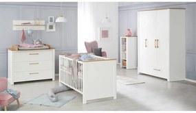 Cuier pentru copii alb-în culoare naturală de perete cu aspect de lemn de stejar Ava – Roba