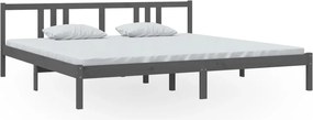 vidaXL Cadru de pat, gri, 200x200 cm, lemn masiv de pin