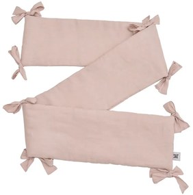Mantinela de protectie din in roz pentru patut DUSTY PINK