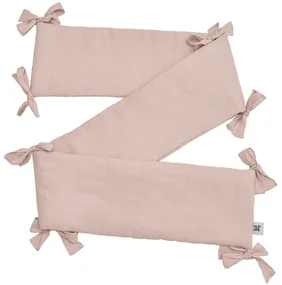Mantinela de protectie din in roz pentru patut DUSTY PINK