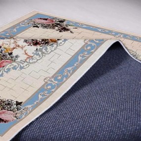 Covor 100×150 cm – model floral, albastru cald Siena