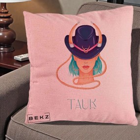 Perna Personalizata Zodie Taur, 40x40 cm, Roz, Husa Detasabila, Perna Inclusa, BEKZ®