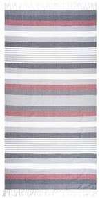 Prosop Fouta Stripes red cu franjuri, 90 x 170 cm