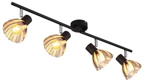 Plafoniera metal negru sticla fumurie ZACHERY 4L