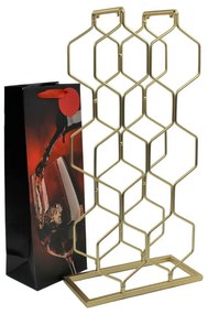 Suport 8 sticle metal 23x11x48cm auriu