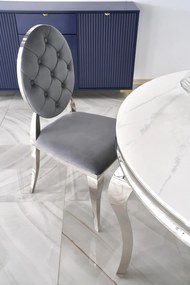 Masa rotunda Reginald marmura alba/argintiu ø120 cm