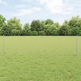 vidaXL Îngrădire cu stâlpi Argintiu 0.6 x 50 m Oțel