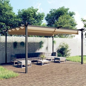 Pavilion de gradina, acoperis retractabil, gri taupe, 4x3 m Gri taupe, 4 x 3 x 2.2 m