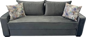 Canapea LARISA extensibila, 3 locuri, cu lada de depozitare, catifea gri , 220x95x85 Gri, Catifea