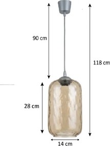 Brilagi -LED Lustra pe cablu R GLASS 1xE27/60W/230V diam. 14 cm argintiu/maro fumuriu
