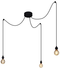 Lampa suspendată de exterior neagră cu 3 lumini IP44 - Cava