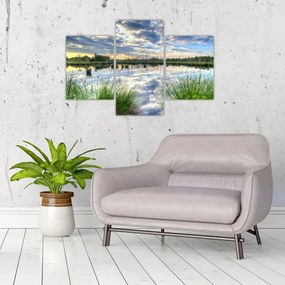 Tablou cu lac și trestie (90x60 cm)